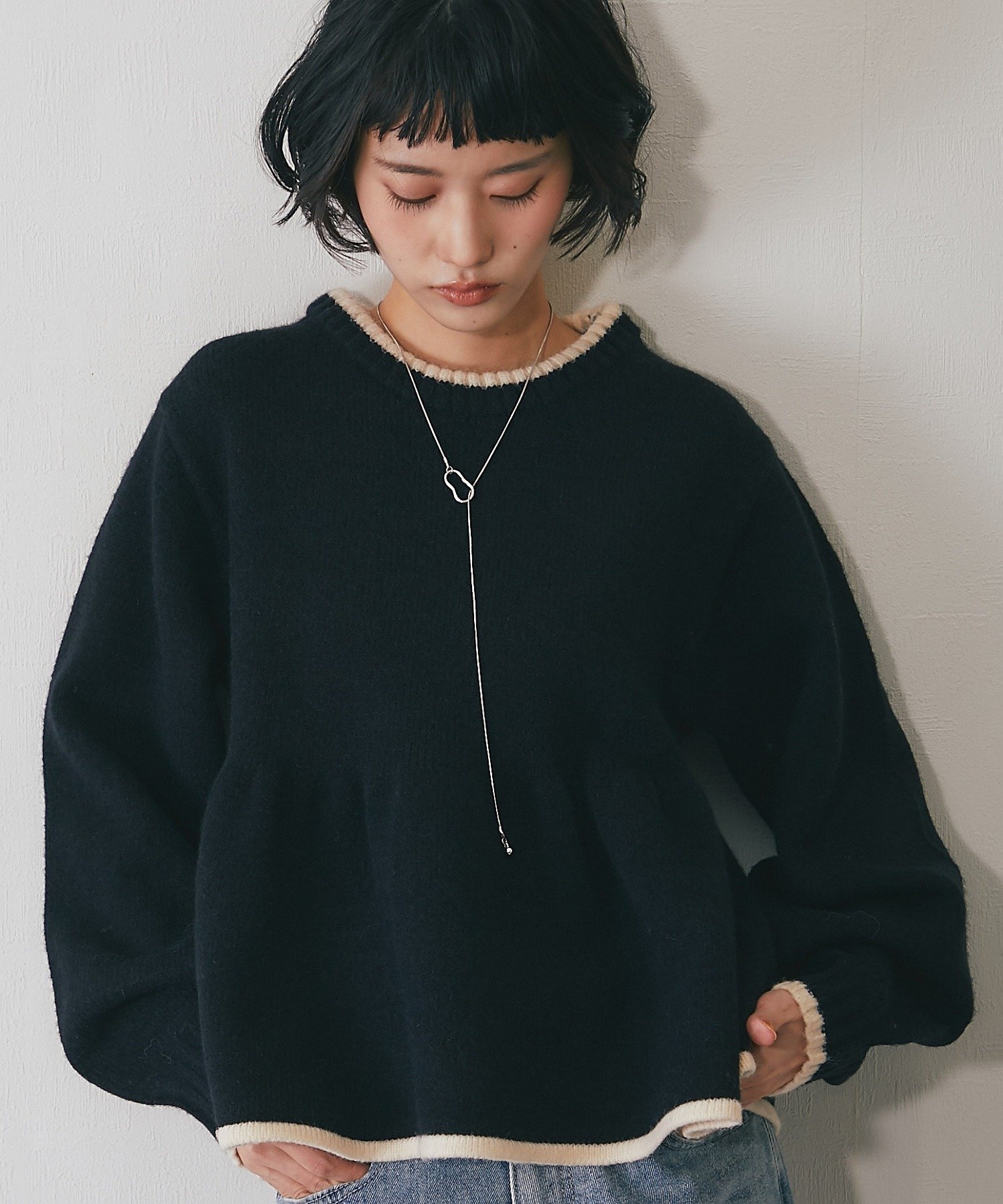 SMILE ORCHID｜配色ペプラムニット | Rakuten Fashion(楽天