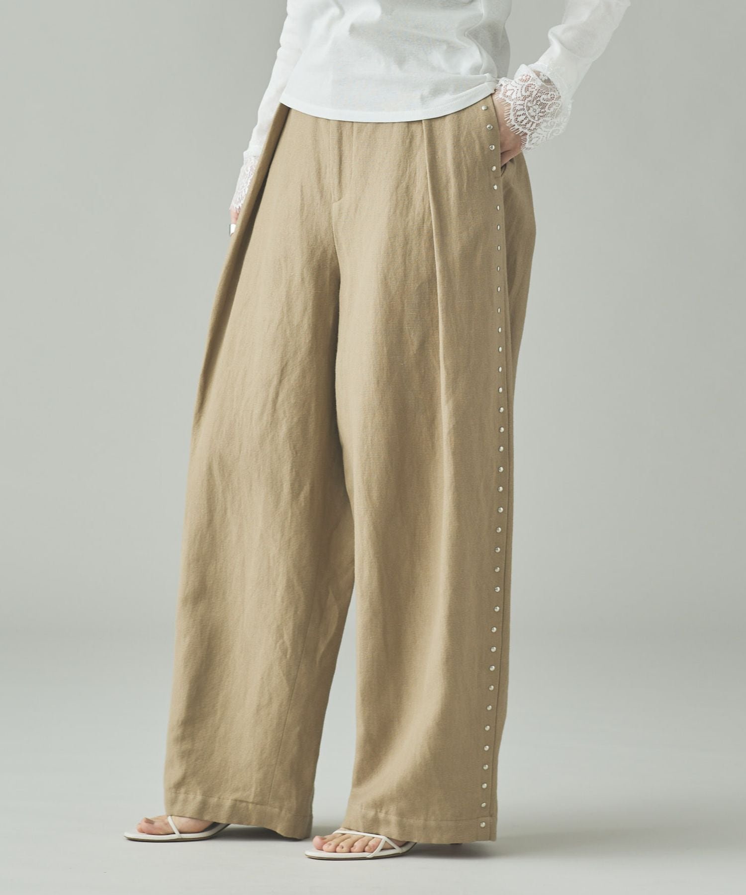 Curensology｜リネンウールスタッズパンツ | Rakuten Fashion(楽天