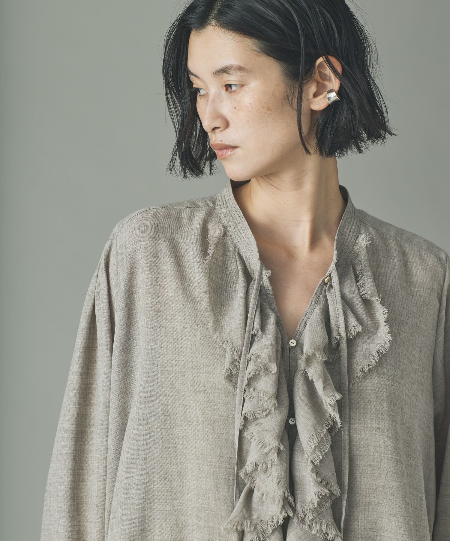 Curensology｜ウールMIXビエラフリルブラウス | Rakuten Fashion(楽天