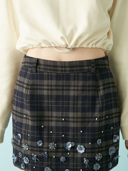 LILY BROWN｜[L.B CANDY STOCK]フラワービジューミニスカート