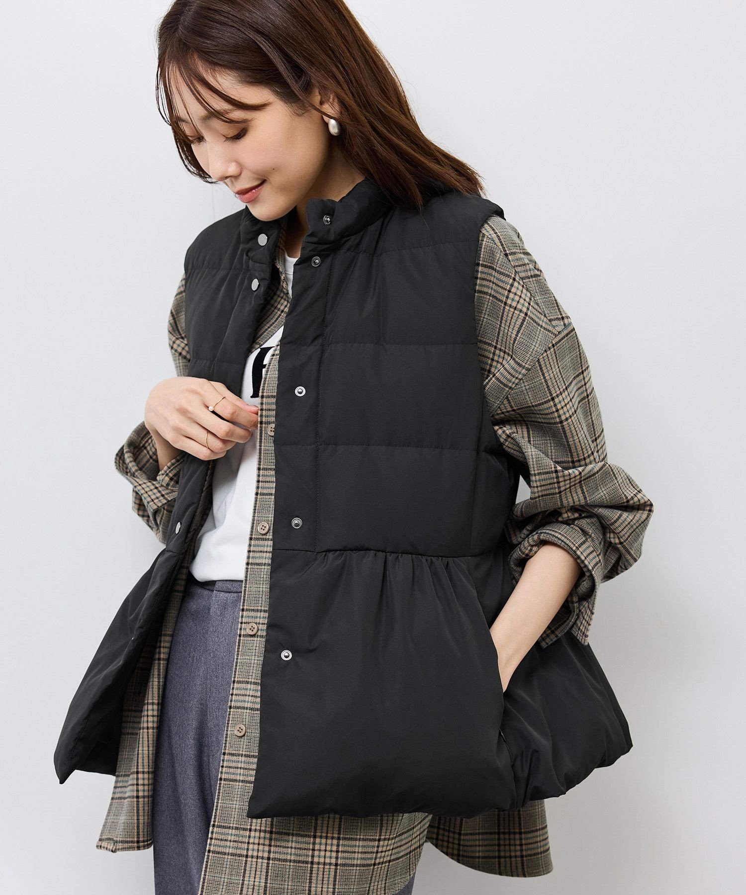 ROPE' PICNIC｜【GREEN DOWN/グリーンダウン】ペプラムダウンベスト