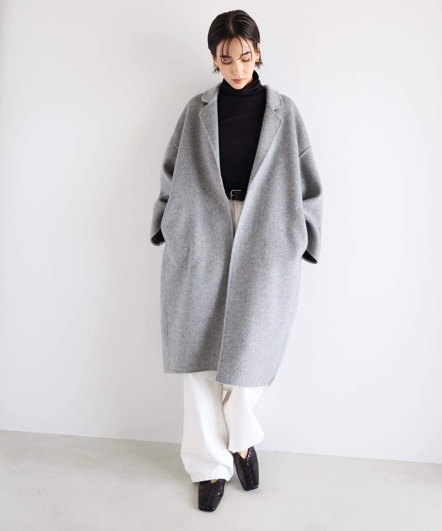 andme｜リバー ロング コクーン コート evernavy エバーネイビー