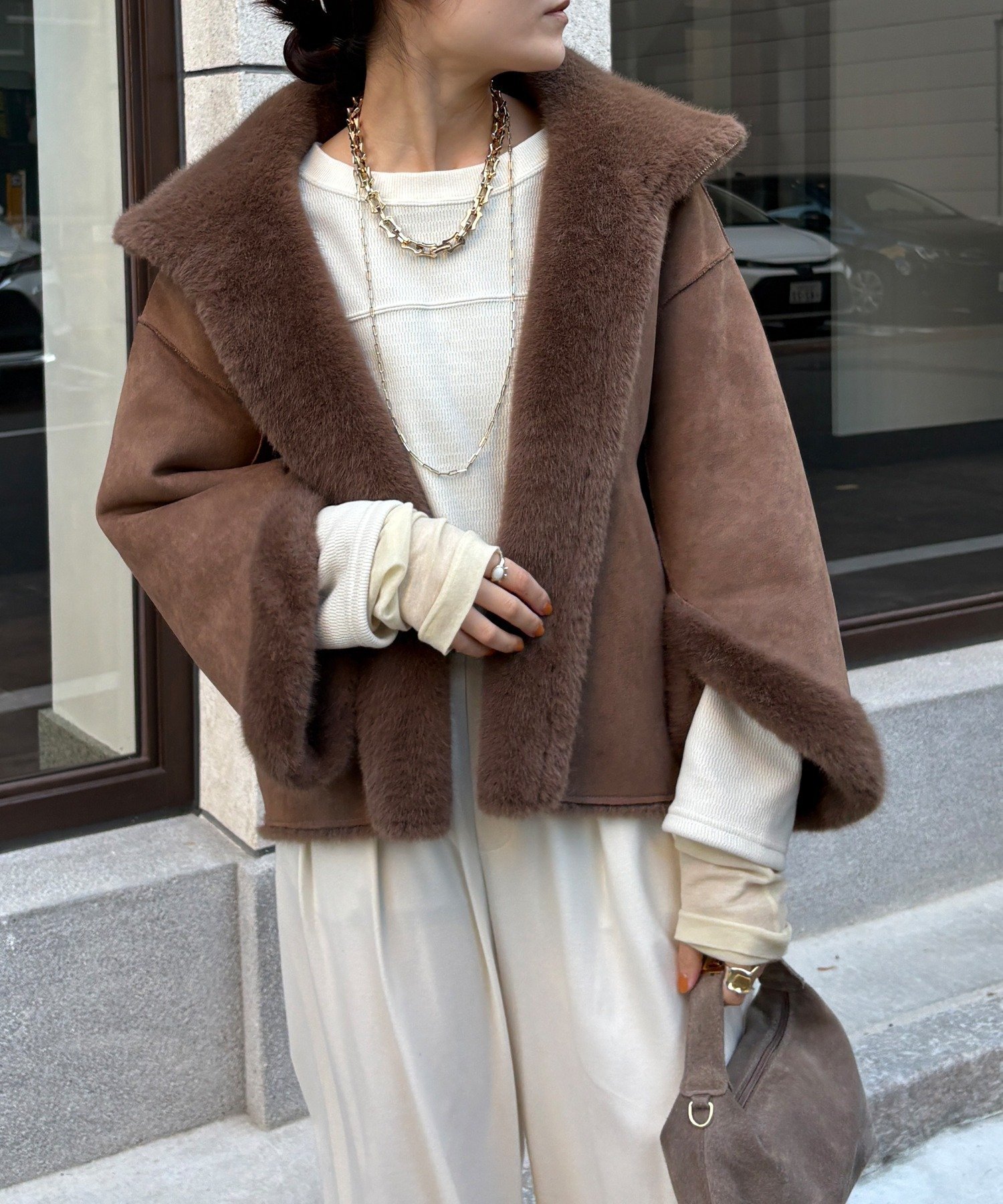 DOUDOU｜【完売カラー再追加!】フェイクファーリバーシブルコート