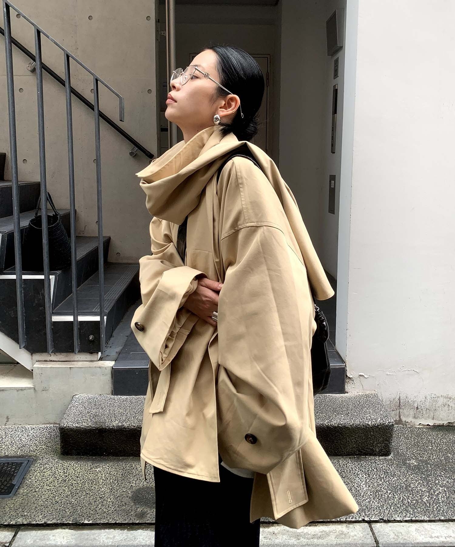 chuclla｜【LONSLAN】ワイドスリーブ ステンカラーオーバーコート