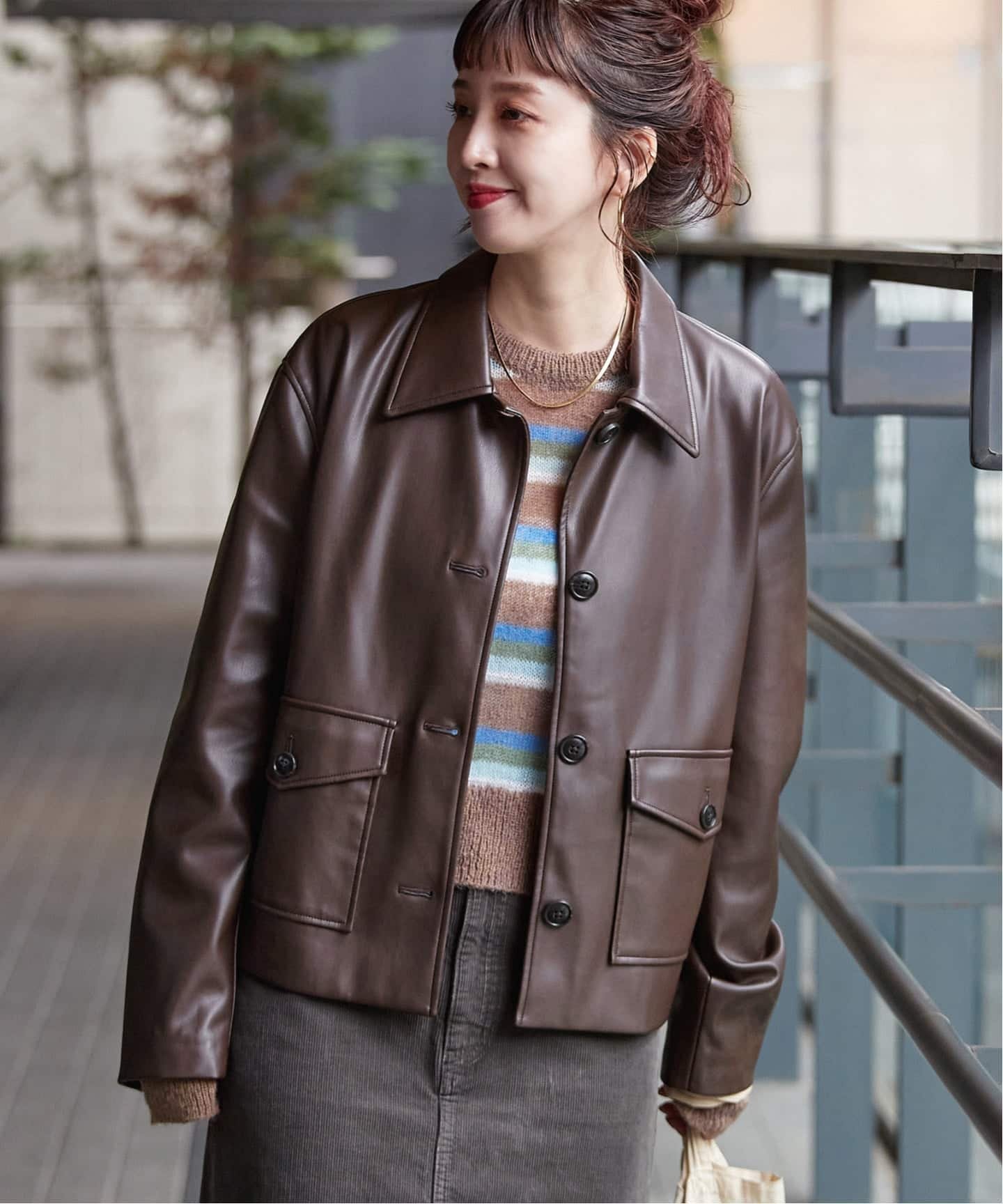 B.C STOCK｜フェイクレザーボクシーカバーオール | Rakuten Fashion