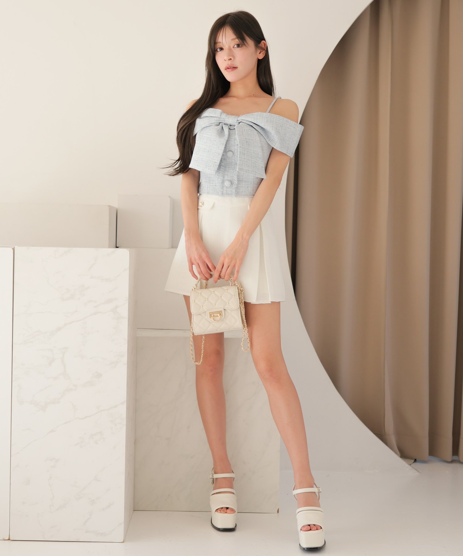 LIP SERVICE｜LIP SERVICE/(W)ツイードリボンオフショルトップス