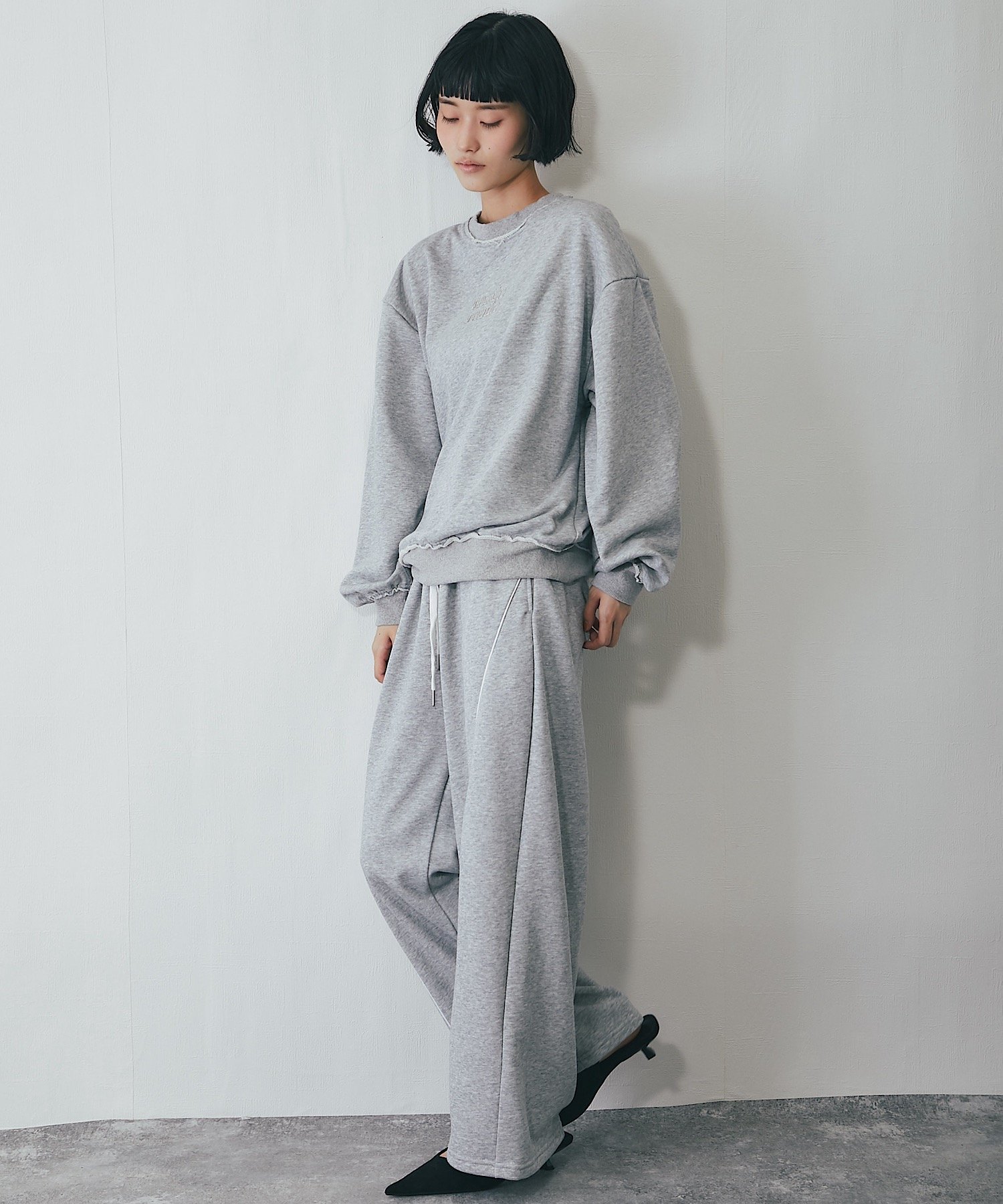 SMILE ORCHID｜セットアップ可裏毛カーブラインワイドパンツ | Rakuten