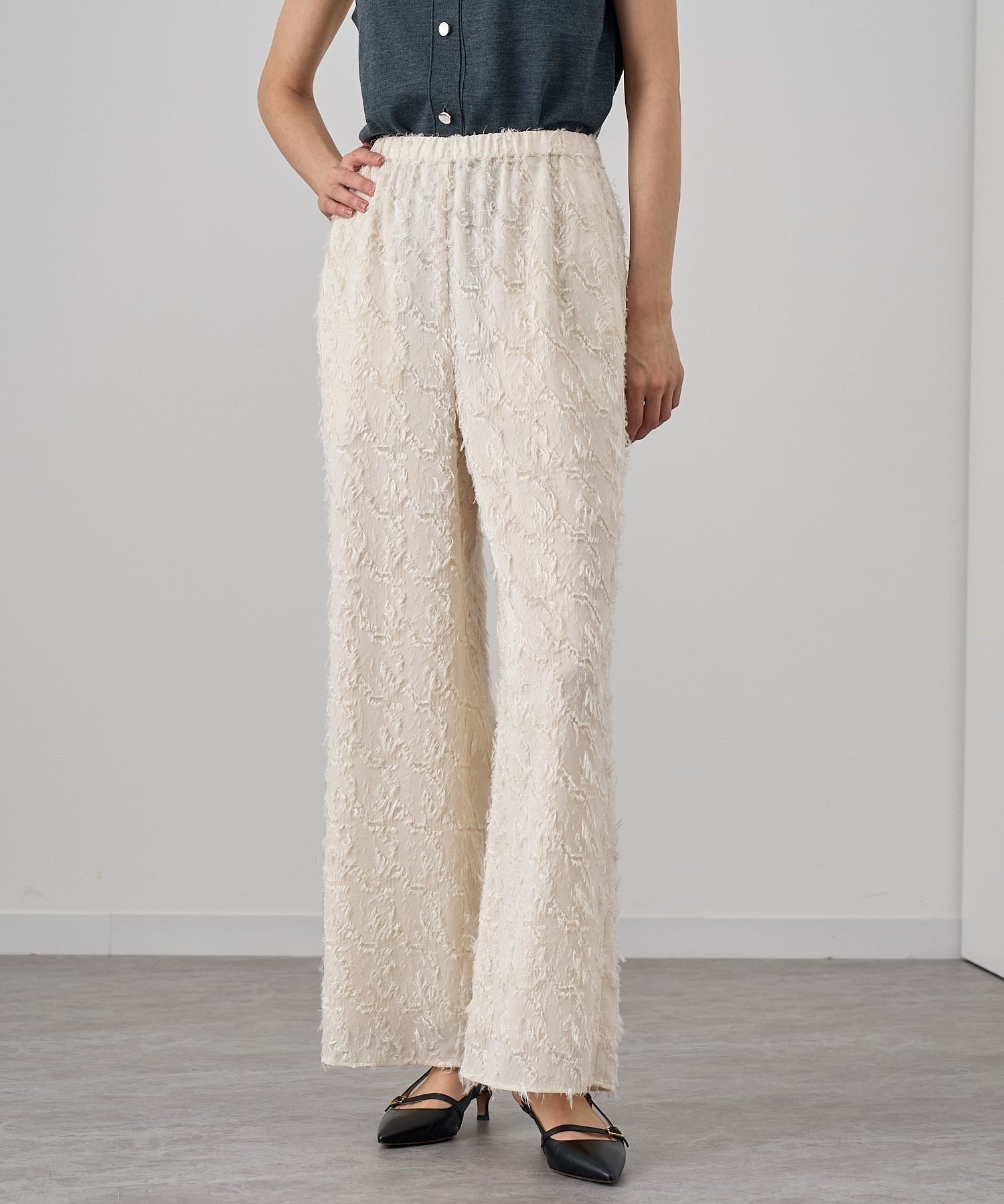 ANAYI｜カットジャガードワイドパンツ | Rakuten Fashion(楽天