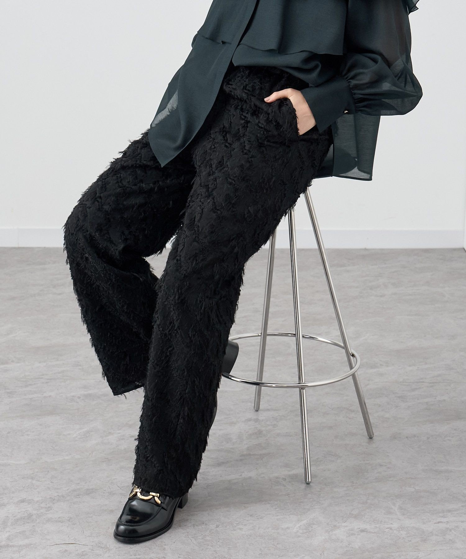 ANAYI｜カットジャガードワイドパンツ | Rakuten Fashion(楽天