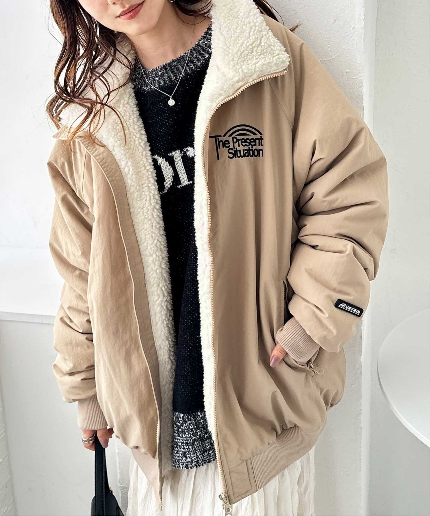 GeeRA｜《FIRSTMOODコラボ》ナイロン裏ボアブルゾン | Rakuten Fashion