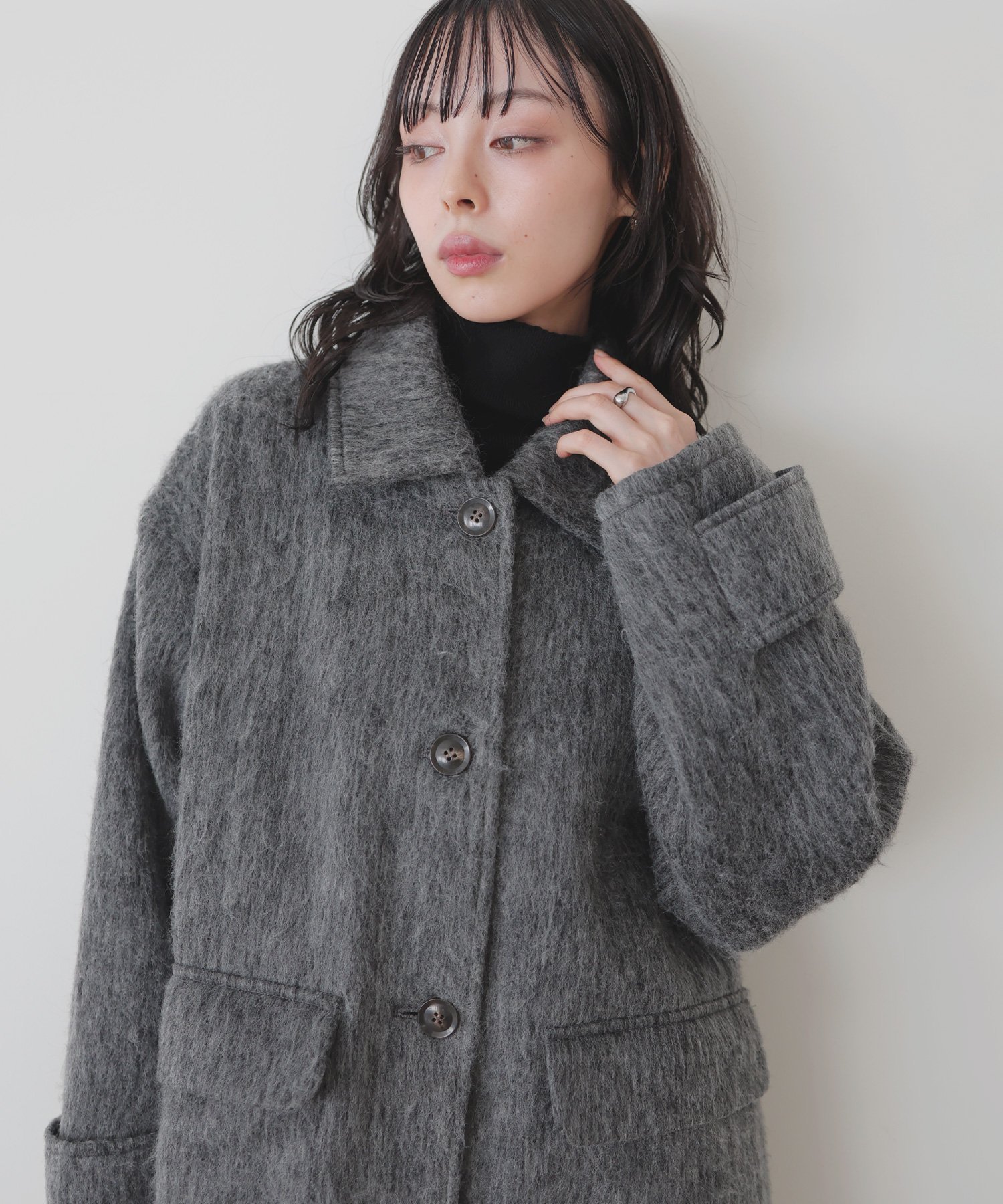 LIAN｜ステンカラーシャギージャケットコート | Rakuten Fashion(楽天