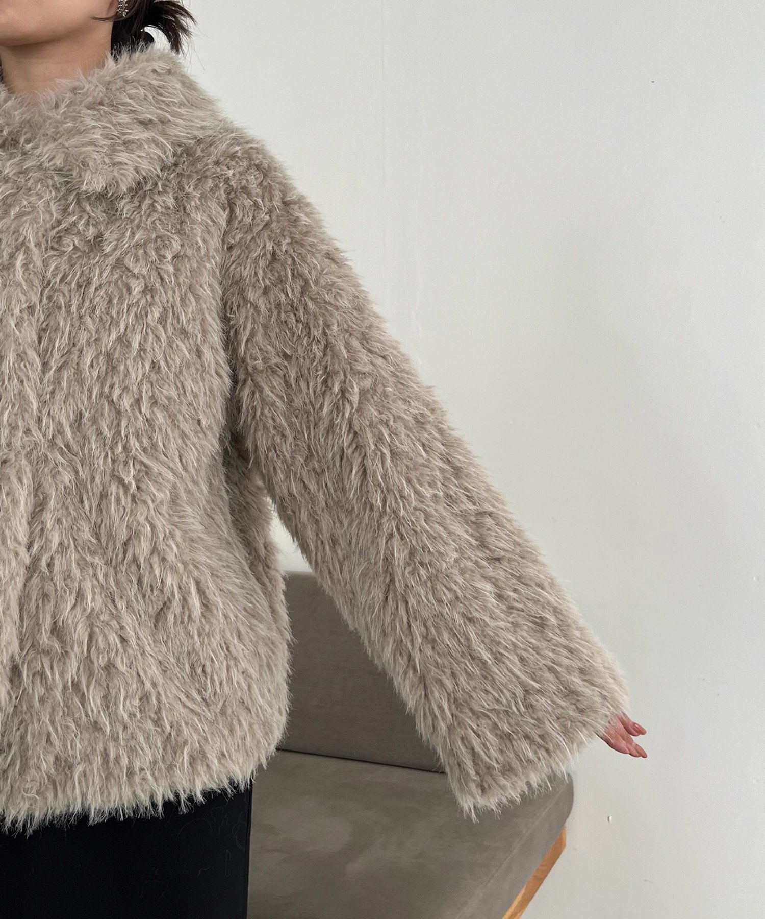 CAPRICIEUX LE'MAGE｜【サイズ展開あり/軽量】MIXファースタンドカラー