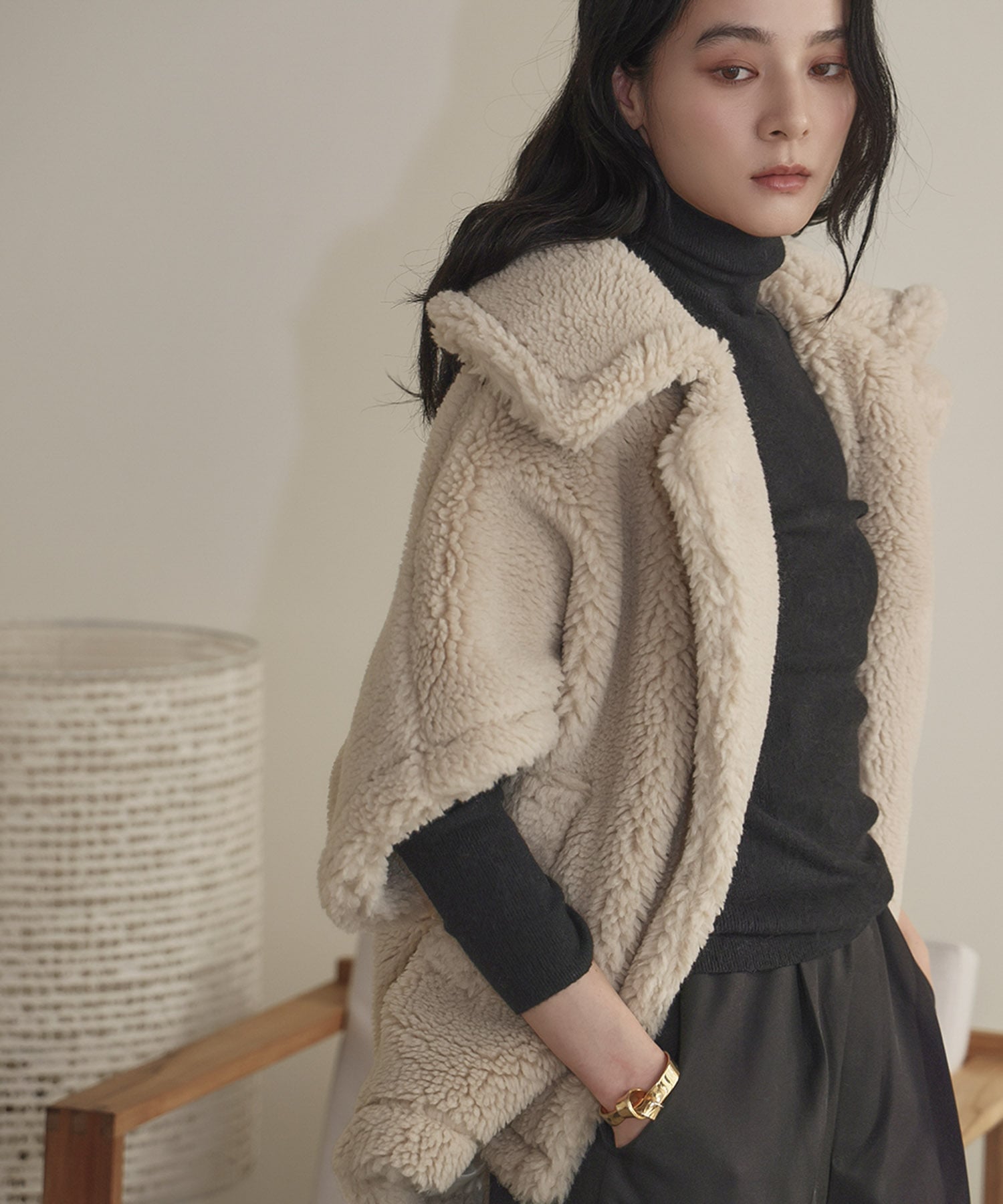 RIVER FIELD & Co.｜テディベア ボアコート ボアジャケット ミドル丈