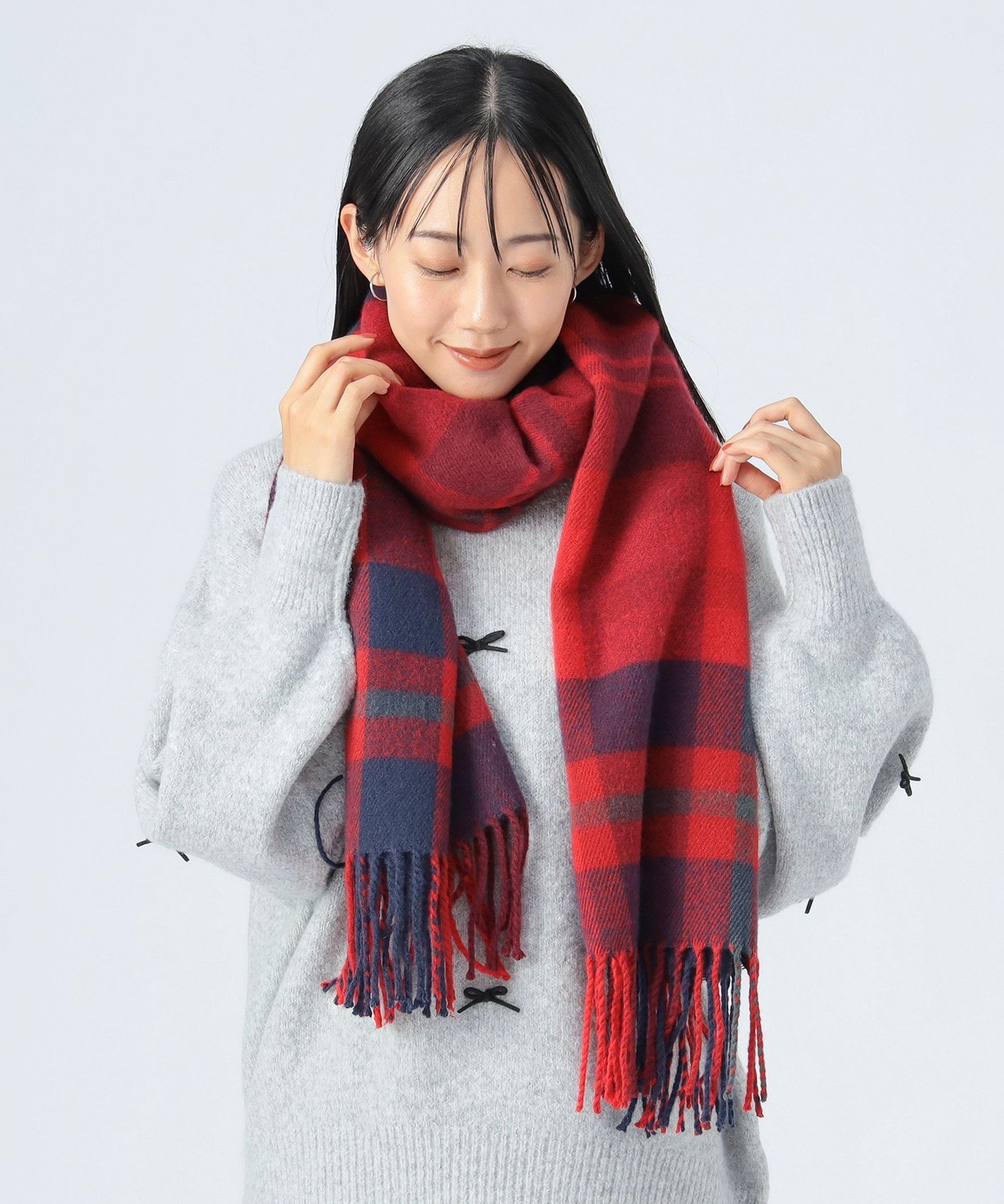 BEAMS HEART｜チェック柄 大判ストール マフラー 防寒 ギフト 25AW