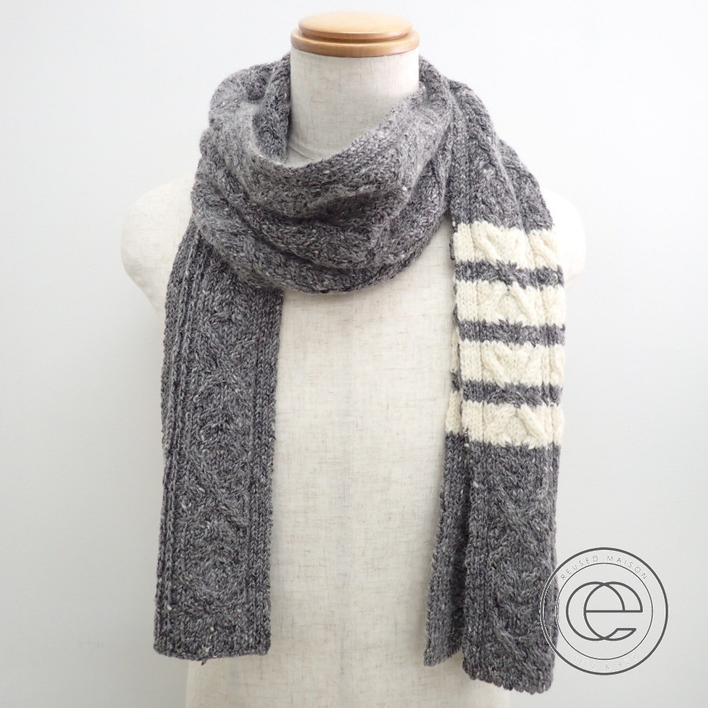 楽天市場】THOM BROWNEトムブラウン ケーブルニット ロングマフラー