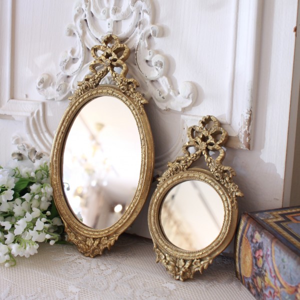 楽天市場】リボン ウォールミラー オーバル ミラー ゴールド 壁掛け