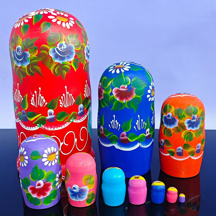 楽天市場】マトリョーシカ 10個セット 木製 伝統工芸 ロシア人形