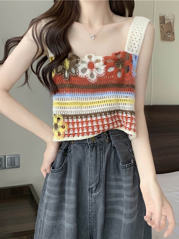 楽天市場】クロシェ編み タンクトップ ニット サマーニット