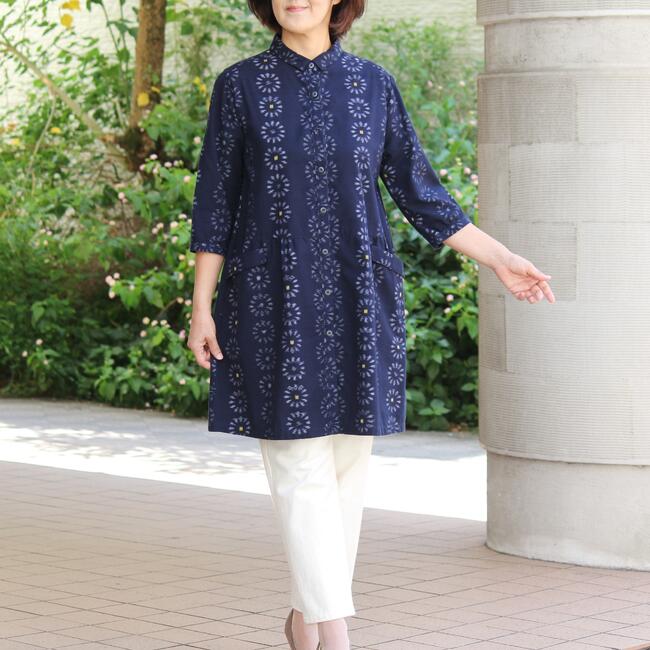 楽天市場】久留米絣 ブラウス 秋 チュニック レディース 5分袖 前