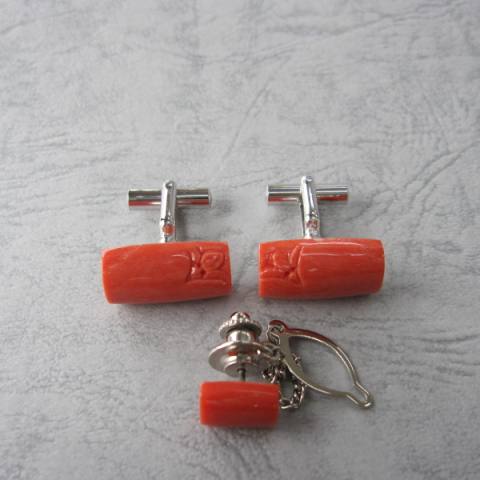 楽天市場】桃珊瑚 カフスセット メンズアイテム カフリンクス カフス