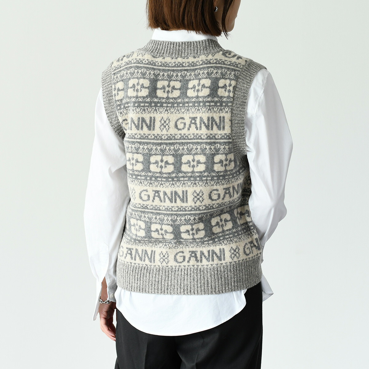 楽天市場】GANNI ガニー ベスト トップス ロゴウールミックスベスト