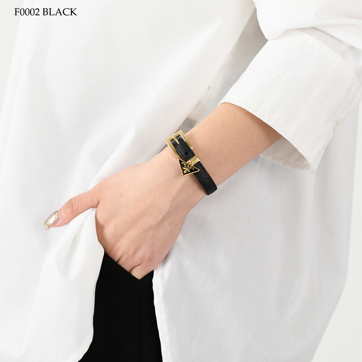 楽天市場】PRADA プラダ ブレスレット サフィアーノ レザー 三角ロゴ