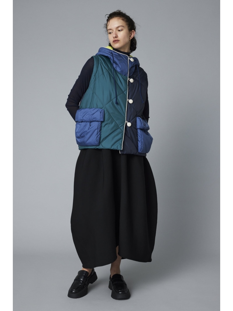 専用】ヘリンドットサイ キルティング ロング ベスト 紺 専用】ヘリン