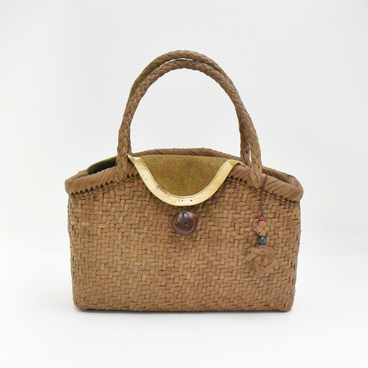 S*t様 山葡萄市松編み かごバッグ約横20cm x 縦15cm x 奥行き9c 楽天