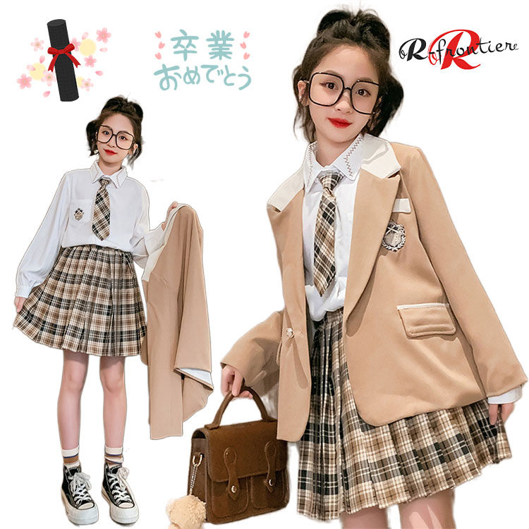 楽天市場】卒業式 スーツ 女の子 150 160 小学生 4点セット 卒服 韓国