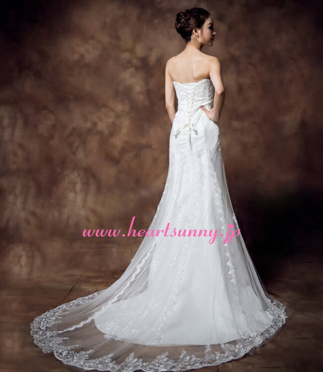 楽天市場】ウェディングドレス マーメイド☆E263☆花柄レース ボート