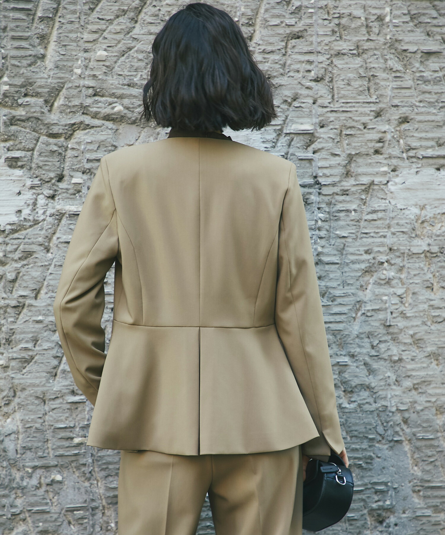 楽天市場】ノーカラー ペプラム ジャケット ＆ スラックス パンツ