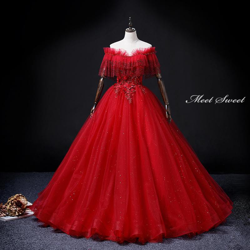 楽天市場】カラードレス 編み上げ レッド オフショルダー ロングドレス