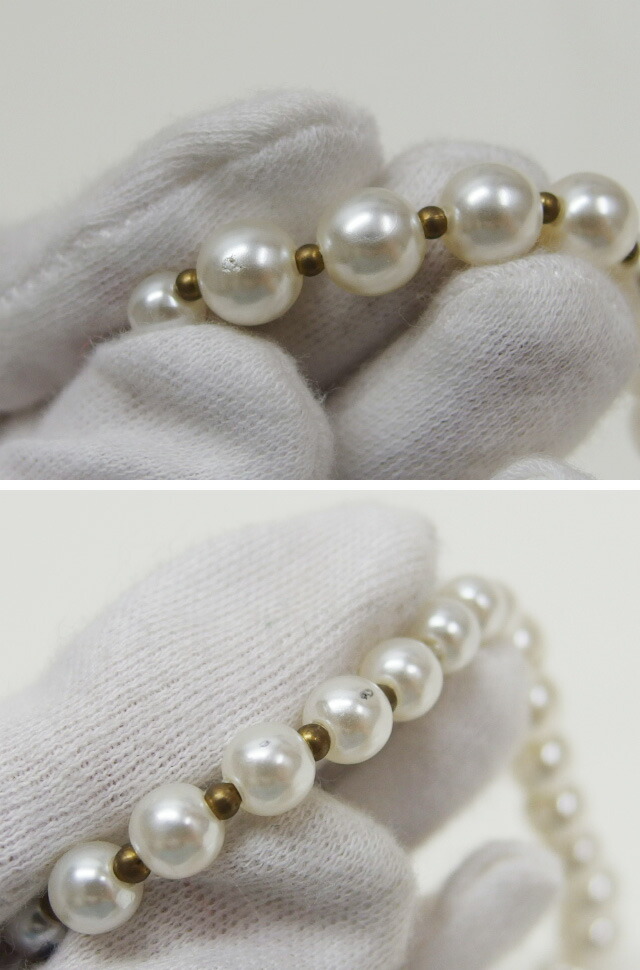 楽天市場】クリスチャン・ディオール ロゴ フェイクパール ネックレス