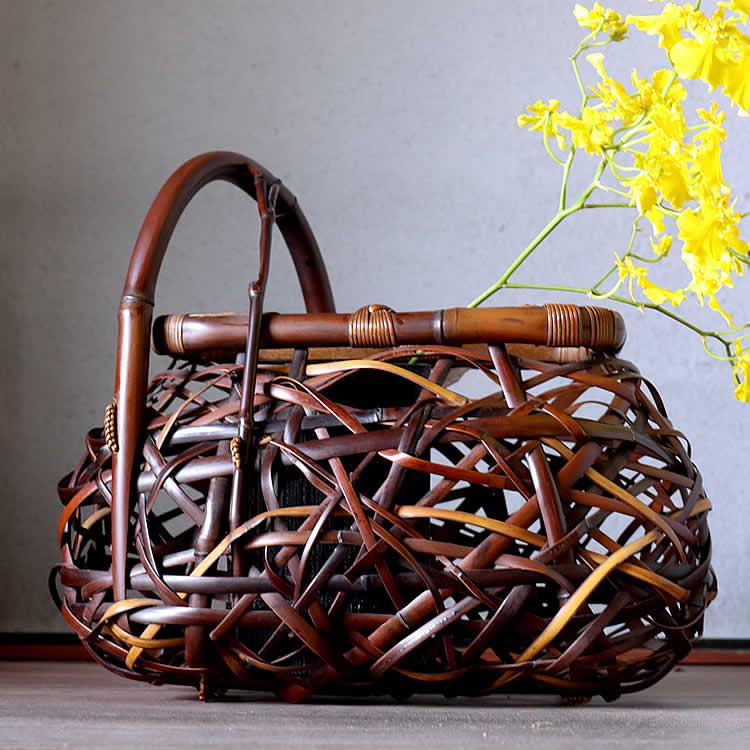 楽天市場】【一点限り】渡辺竹清作 鳳尾竹乱れ編み花籠（Japanese
