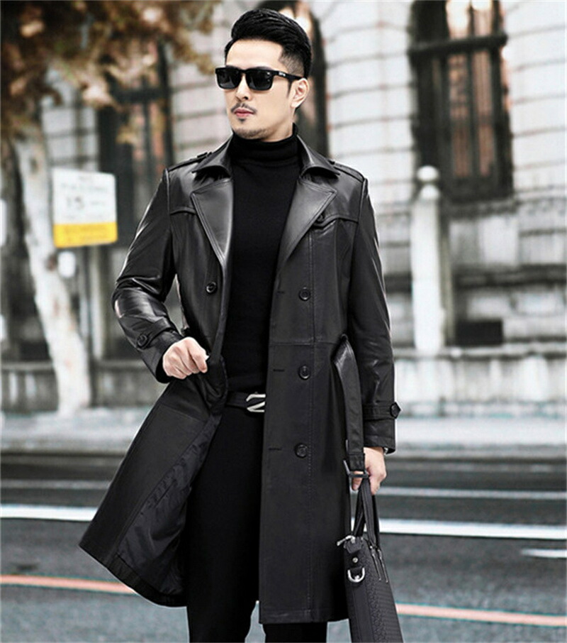 楽天市場】レザーコート トレンチコート ロング丈 革 ロングコート 革