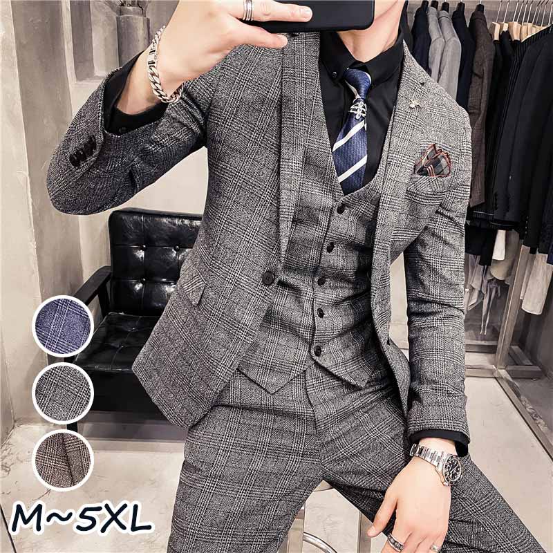 楽天市場】メンズスーツ チェック柄 スタイリッシュスーツ司会 舞台