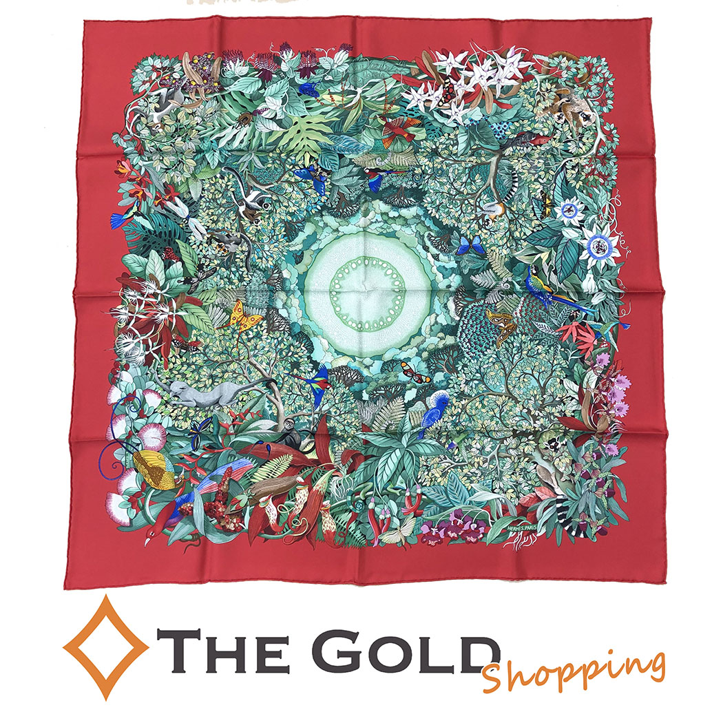 HERMESカレ90森の中でスカーフ赤白青 HERMESカレ90森の