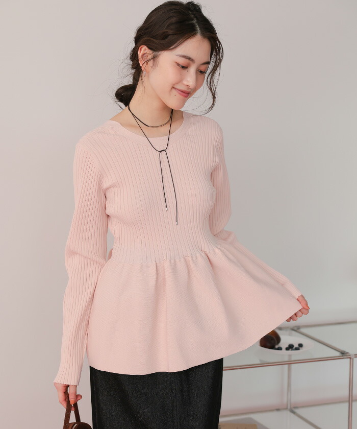 楽天市場】【クーポン利用で3705円】前後2wayペプラムニットトップス