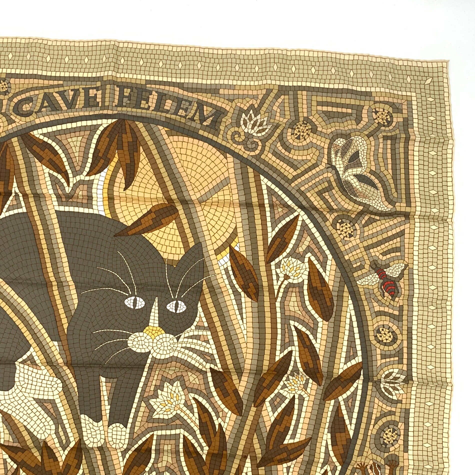 楽天市場】極美品 HERMES エルメス カレ90 CAVE FELEM 猫に注意