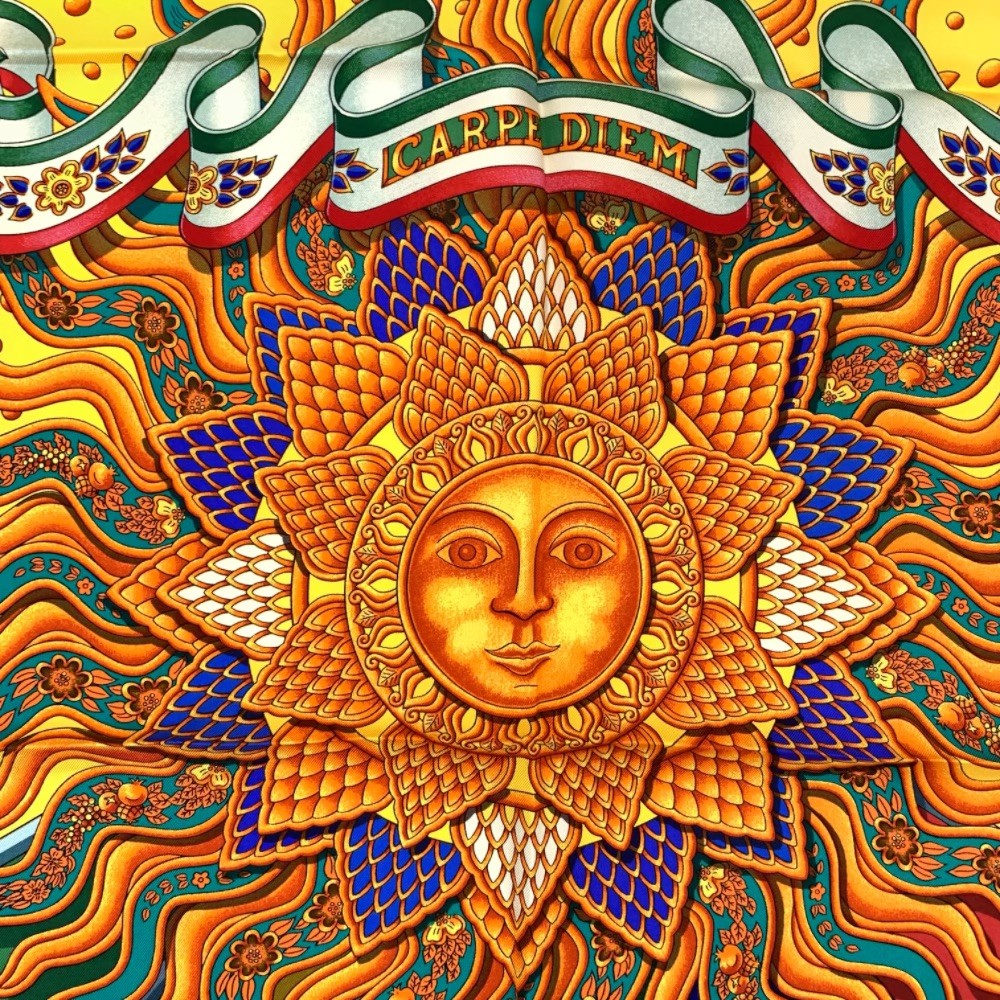 楽天市場】未使用級 HERMES エルメス スカーフ カレ90 CARPE DIEM 今日