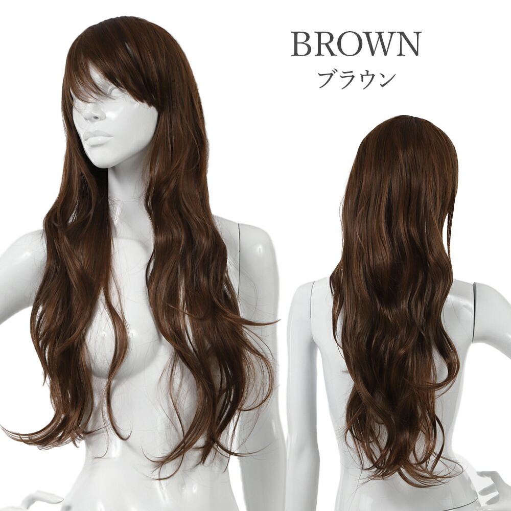 楽天市場】ウィッグ 前髪ぱっつん ロング ウェーブ フルウィッグ 黒髪