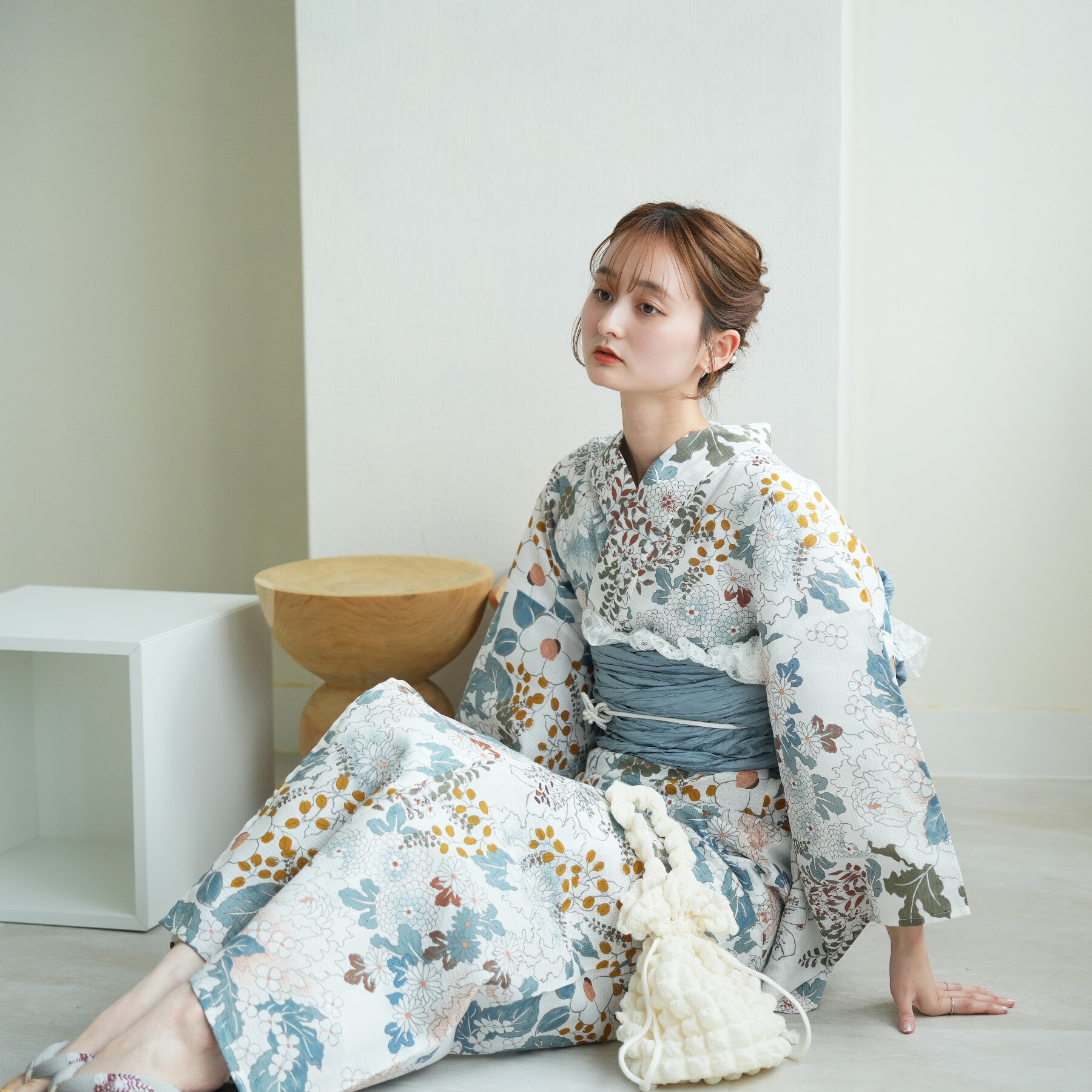 楽天市場】【utatane 高級変わり織 浴衣3点セット 白地にミントの