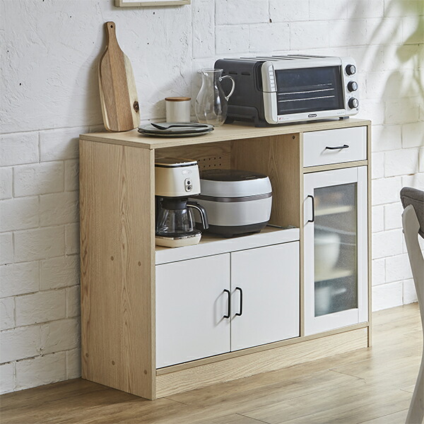 楽天市場】カップボード 食器棚 ロータイプ 棚 キッチン棚 食器棚