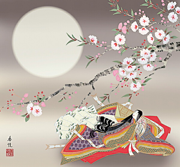 楽天市場】掛け軸 掛軸（かけじく）[尺八横]紫式部?式部雛?（西尾 香悦
