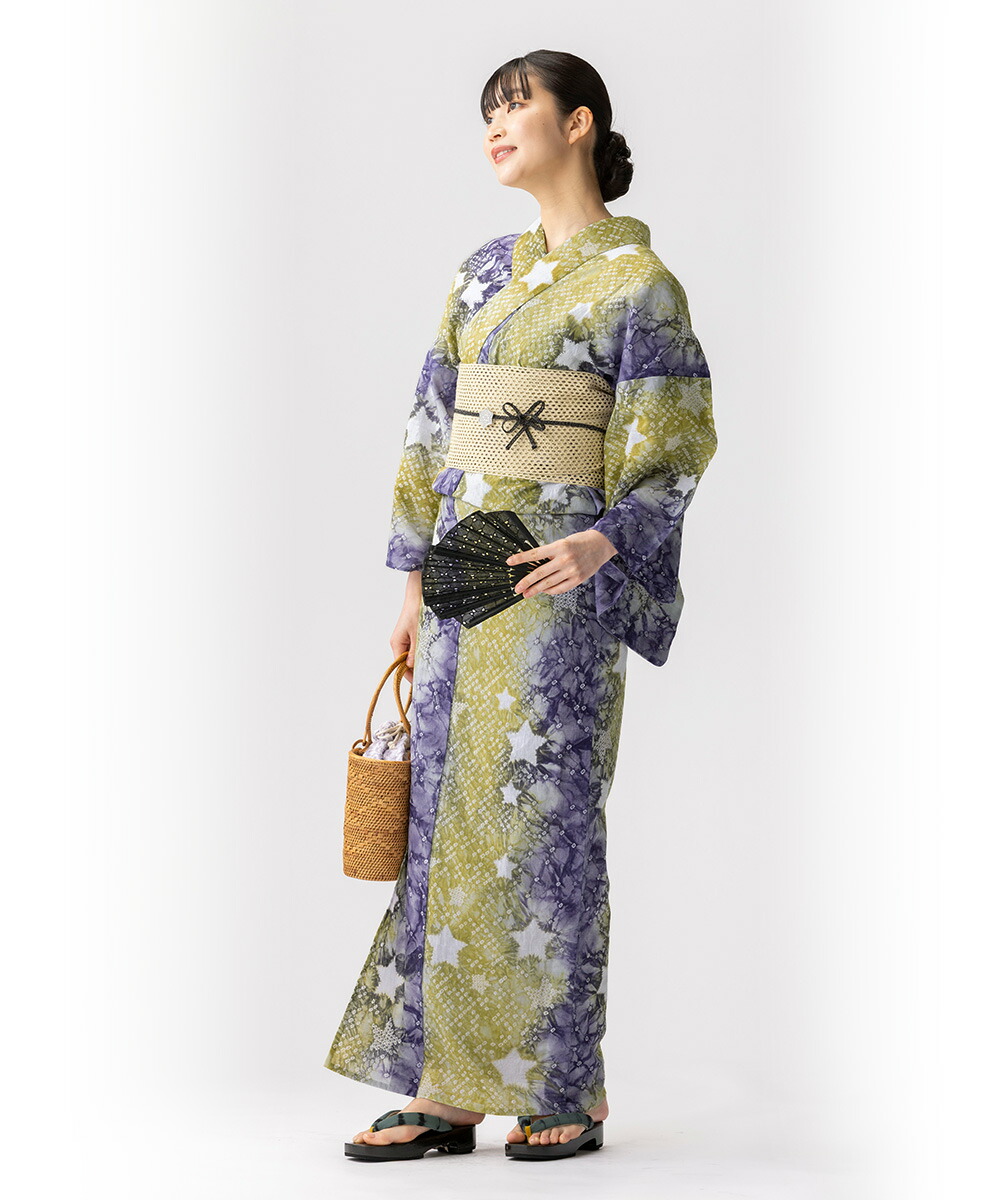 楽天市場】【フリーサイズ】浴衣 有松絞り レディース 2025 星 黄色 紫