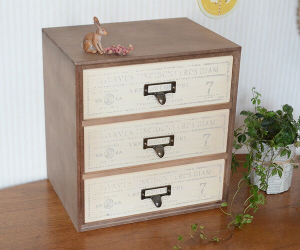 楽天市場】小物の収納におすすめの木製卓上引き出し『 木製3段チェスト