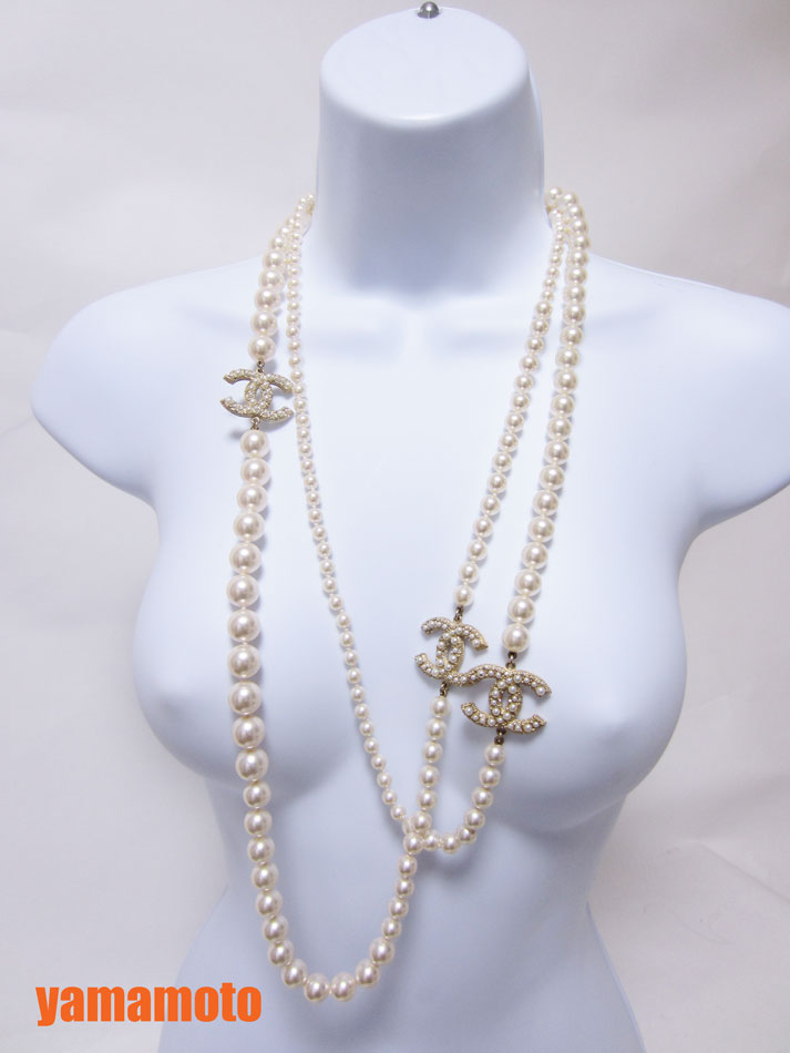 楽天市場】CHANEL シャネル ロングパールネックレス フェイクパール