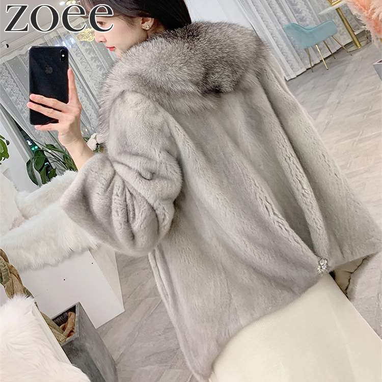 楽天市場】ミンクファージャケット 七分袖 フォックスファー付き 高級