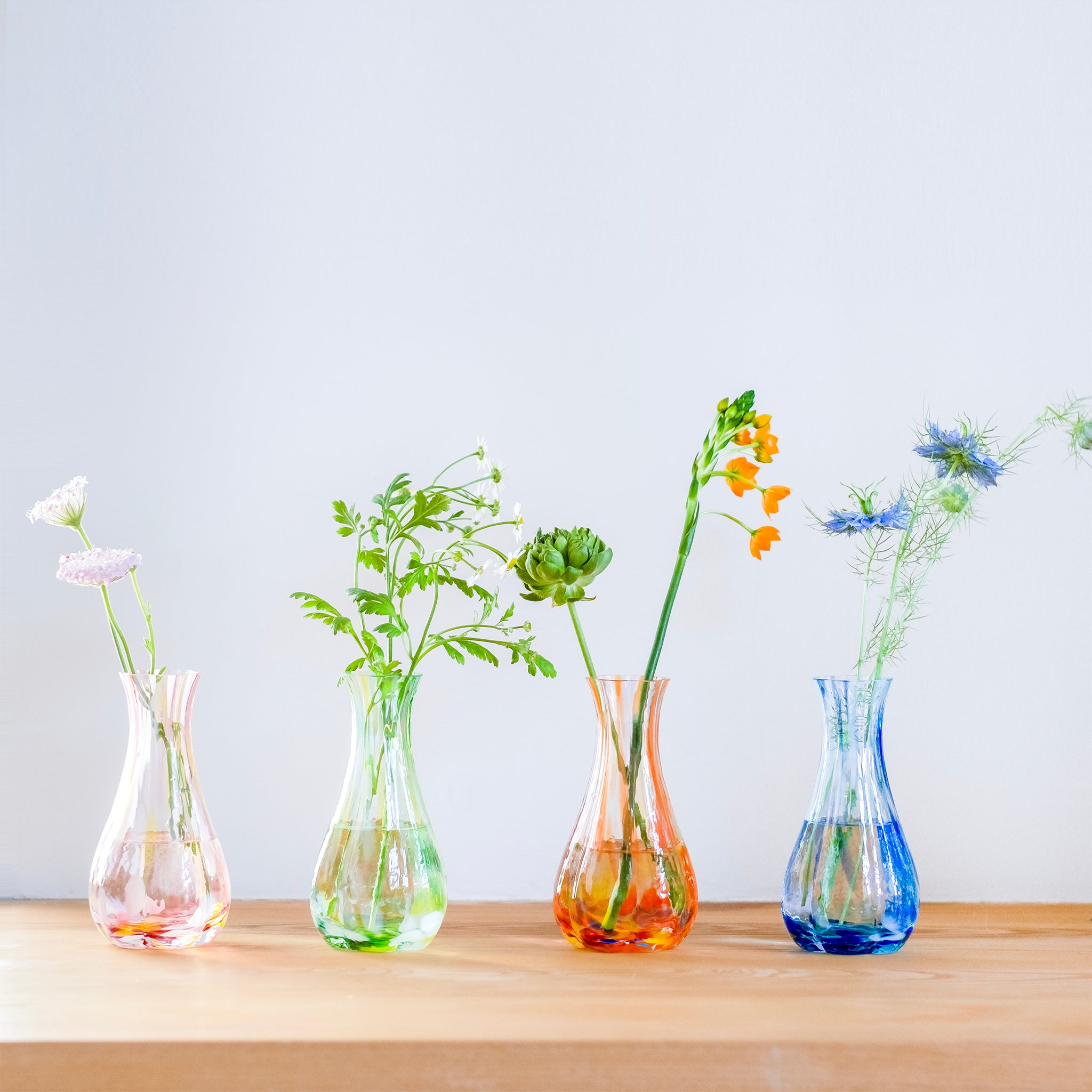 津軽びいどろ 花ひかり サンセットオレンジ | おしゃれな花瓶 かわいい