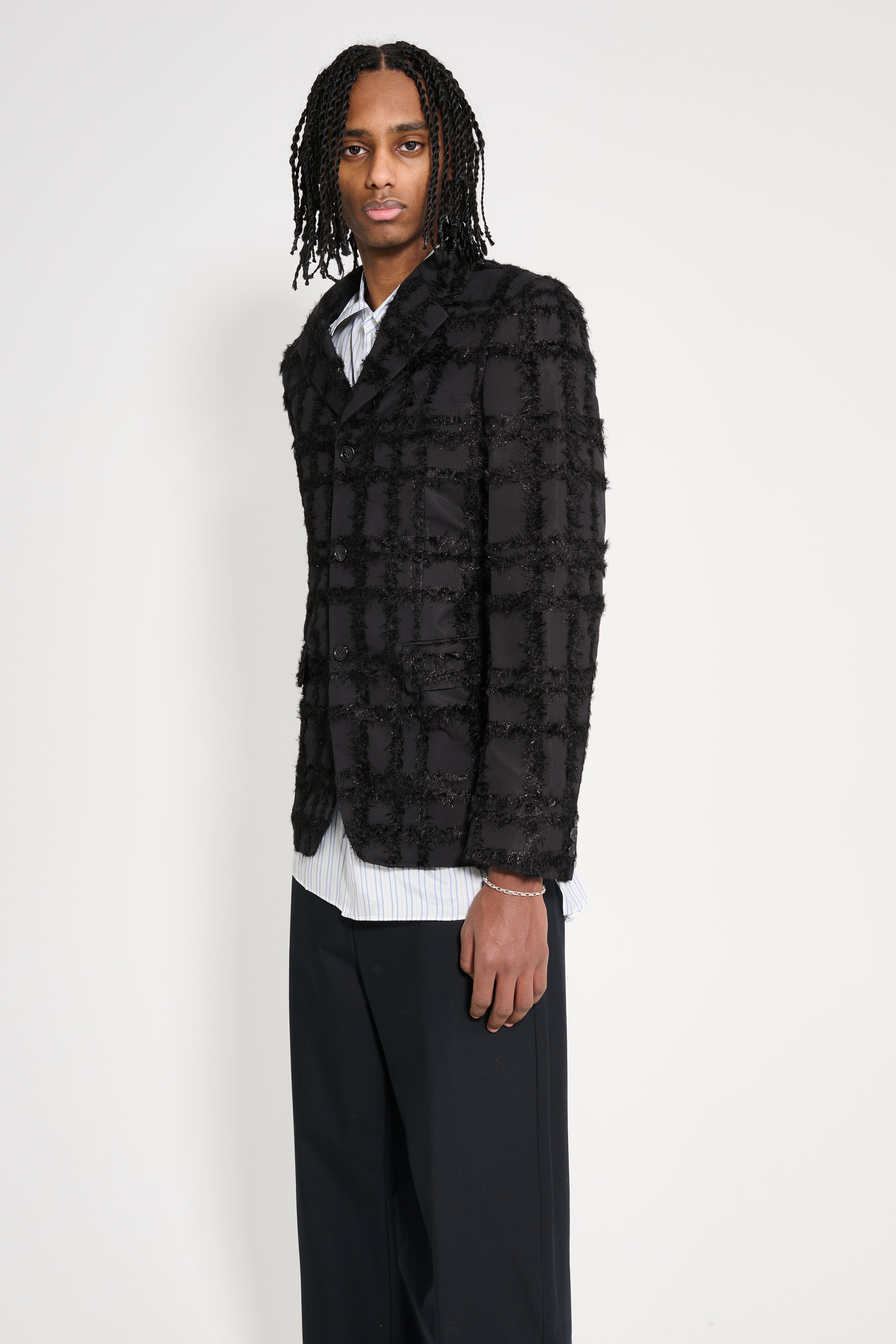 Comme des Garçons Homme Plus Fil-Coupé Effect Blazer Black – Très Bien